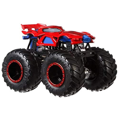 Hot Wheels Monster Trucks Spider-Man Character Vehicle - Connect and Crash  Car Included 30/50 1:64 - Red and Black Vehicle with Giant Wheels