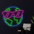 thumbnail image 3 of Handmadetneonsign Earth Glasses Neon Sign, Earth Neon Led Art Decor, Earth Home Kid Room Wall Decor, 3 of 5