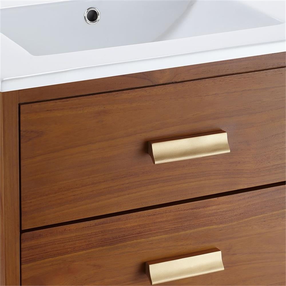 Modway Cassia 24.5" Modern Wood & Ceramic Bathroom Vanity in Natural/White