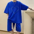 thumbnail image 3 of Traje unisex Harajuku con estampado de gofres para hombre, camiseta de manga corta y pantalones cortos, traje deportivo para hombre, conjunto de 2 piezas para correr, 3 of 5