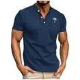 thumbnail image 2 of Fnnxeal Mens Summer T-Shirts Crew Neck Short Sleeve Casual Solid Outdoor Blue Shirts for Men Size L, 2 of 6