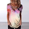 thumbnail image 2 of Camiseta de manga corta con cuello en V y estampado de moda para mujer Pompotops hkajfhjk462715, 2 of 5