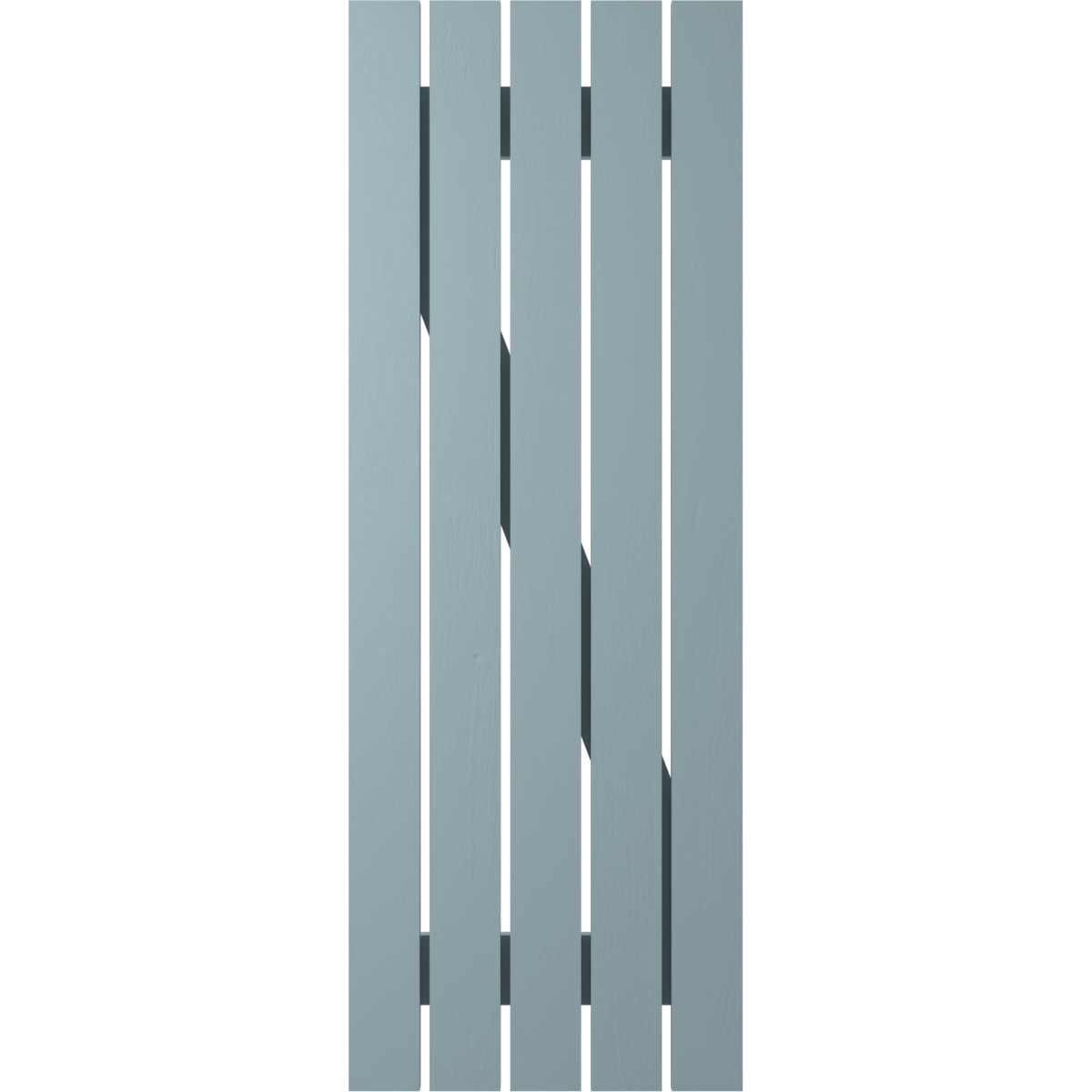 Ekena Millwork 19 1/2"W x 52"H Americraft Five Board (2 Batten) Exterior Real Wood Spaced Board-n-Batten Shutters w/ Z-Bar (Per Pair), Peaceful Blue