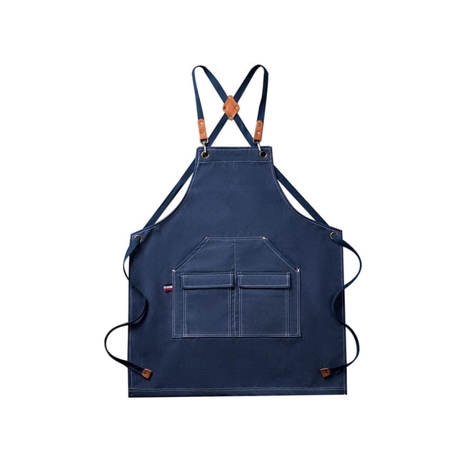 yuksok Tablier en Toile Tablier de Travail Sangle Réglable Tablier de Cuisine Multifonction Bleu