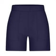thumbnail image 3 of FAKKDUK Womens Shorts Casual Stretch Twill High Waist Bermuda Shorts with Pockets Loose Fit Comfy Summer Lounge Chino Short Womens Cute Dressy Beach Hot Shorts, XXL&Navy, 3 of 7