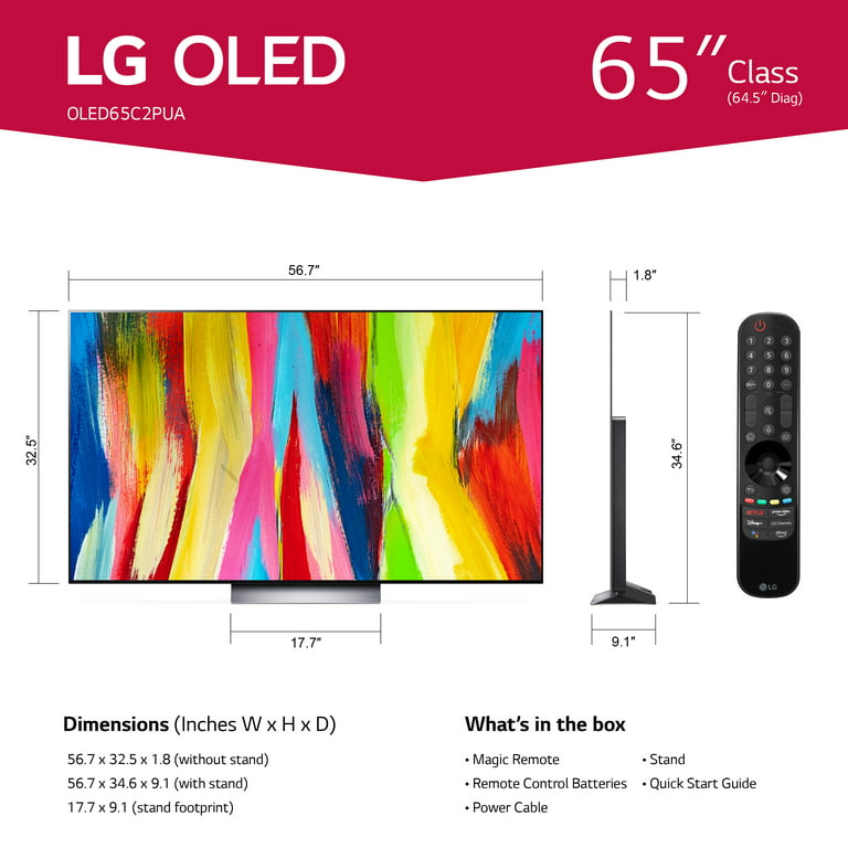 LG 65 Class 4K UHD OLED Web OS Smart TV with Dolby Vision C2 Series  OLED65C2PUA