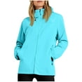 thumbnail image 2 of Women Outdoor Raincoat Cuffs Waterproof Hooded Pocket Zipper Jacket Outdoor Mountaineering Clothing Sports Jacket Hooded Jackets Trench Coats Sky Blue S-3XL, 2 of 8