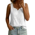 thumbnail image 2 of Noric Women's Cotton Linen Sleeveless Tank Top Scallop V-Neck Loose Fi Casual Summer Basic Tops, 2 of 6