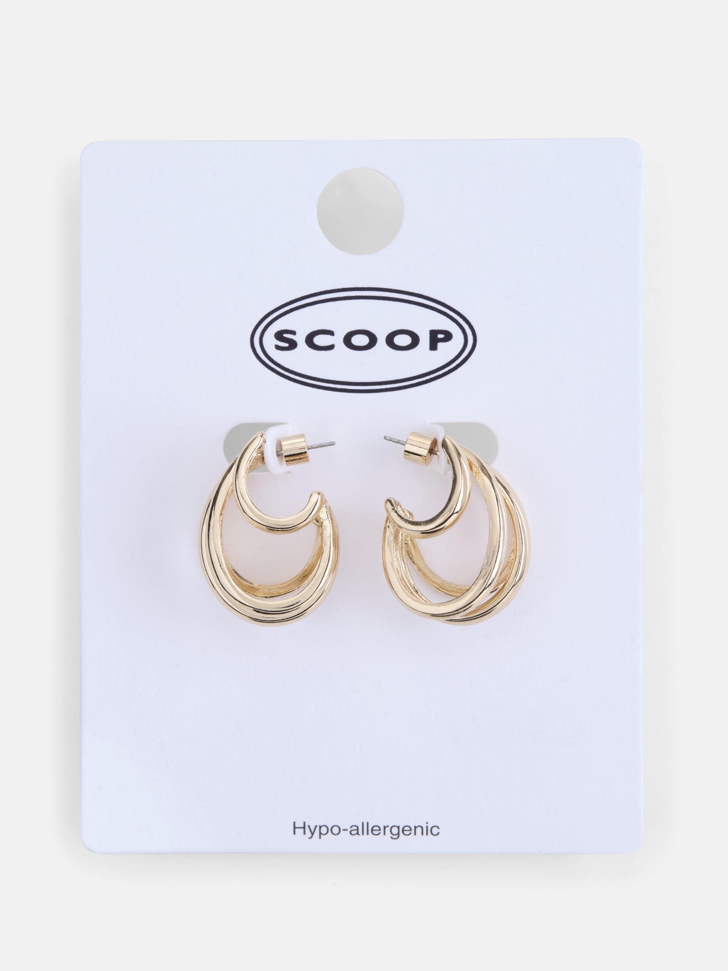 Scoop Women’s Multi Band Sculpted Hoop Earrings, 1 Pair