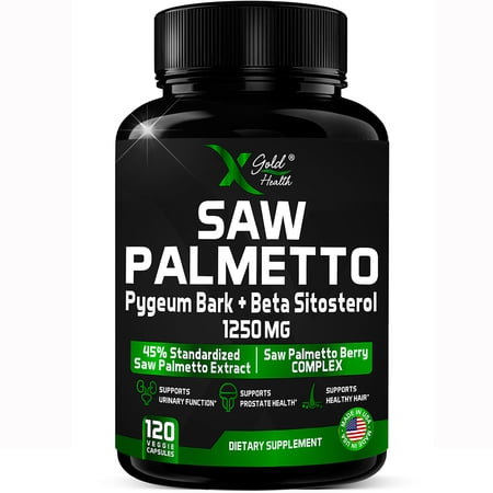 Saw Palmetto, Pygeum Bark and Beta Sitosterol Supplement | Saw Palmetto Berry Complex Supplements | Urinary Function Prostate Inflammation | DHT Blocker for Hair Growth -120 Veggie Caps Made in USA