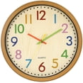 thumbnail image 1 of Reloj de pared para niños, Reloj de pared para niños de 12 pulgadas/30 cm con movimiento silencioso y números coloridos, sin tictac, fácil de leer, accesorios y decoración para el hogar Jormftte LN-1553, 1 of 7