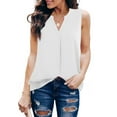 thumbnail image 4 of Otntypg Women's Chiffon Tank Tops Cute Summer Sleeveless V Neck Tunic Blouse Dressy Casual Tops Office Work Shirts White XL, 4 of 6