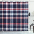 thumbnail image 1 of Ambesonne Checkered Shower Curtain, Retro Plaid Mosaic, 69"Wx75"L, Dark Coral Pale Blue, 1 of 3