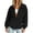 Black, variant on Women's Corduroy Zip Up Jacket Lapel Collar Long Sleeve Casual with Pockets Loose Fit Outerwear for Fall Winter