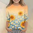 thumbnail image 5 of Abcomgle Girls Tee Shirts 10-12 Crewneck Daisy Flower Sunflower Print Girls Shirts 3/4 Sleeve Tshirts Toddler Summer Fashion Cotton Tops, 5 of 5