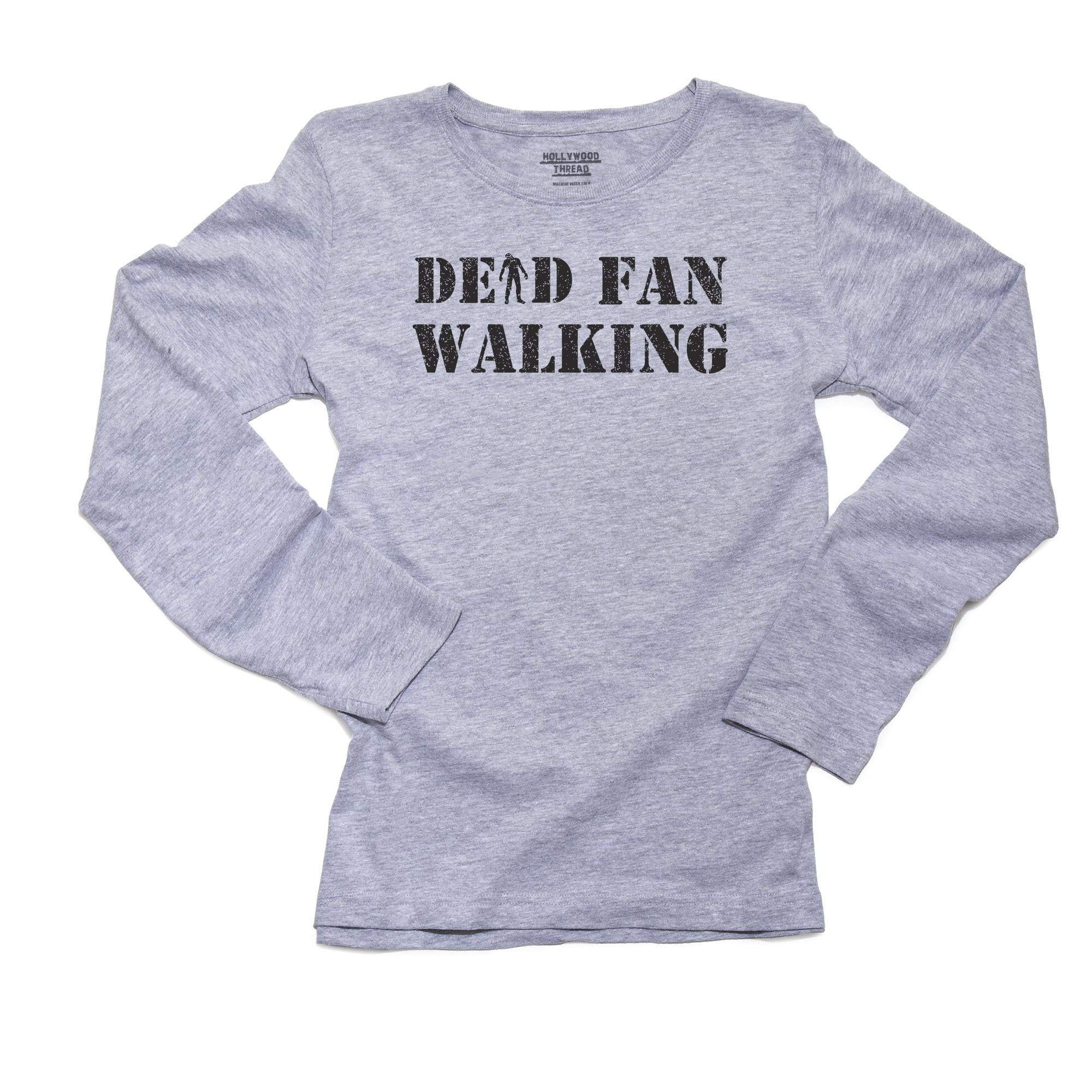 Dead Fan Walking - Hilarious Zombie Graphic Women's Long Sleeve Grey T-Shirt  