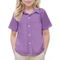 thumbnail image 3 of Chemises à Manches Courtes pour Garçons Chemise Décontractée Unie Uniforme Formel d'Été Enfants 2-15 Ans, 3 of 8