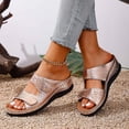 thumbnail image 3 of Slip On Wedge Slides for Women Comfortable Glitter Mules Non Slip Platform Sandals Lightweight Open Toe Retro Beach Shoes Gold Size 8, 3 of 6