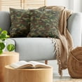 thumbnail image 5 of Ambesonne Green Throw Pillow Cover 2 Pack, Grunge Graphic Camouflage, 24", Green Pale Green Brown, 5 of 5