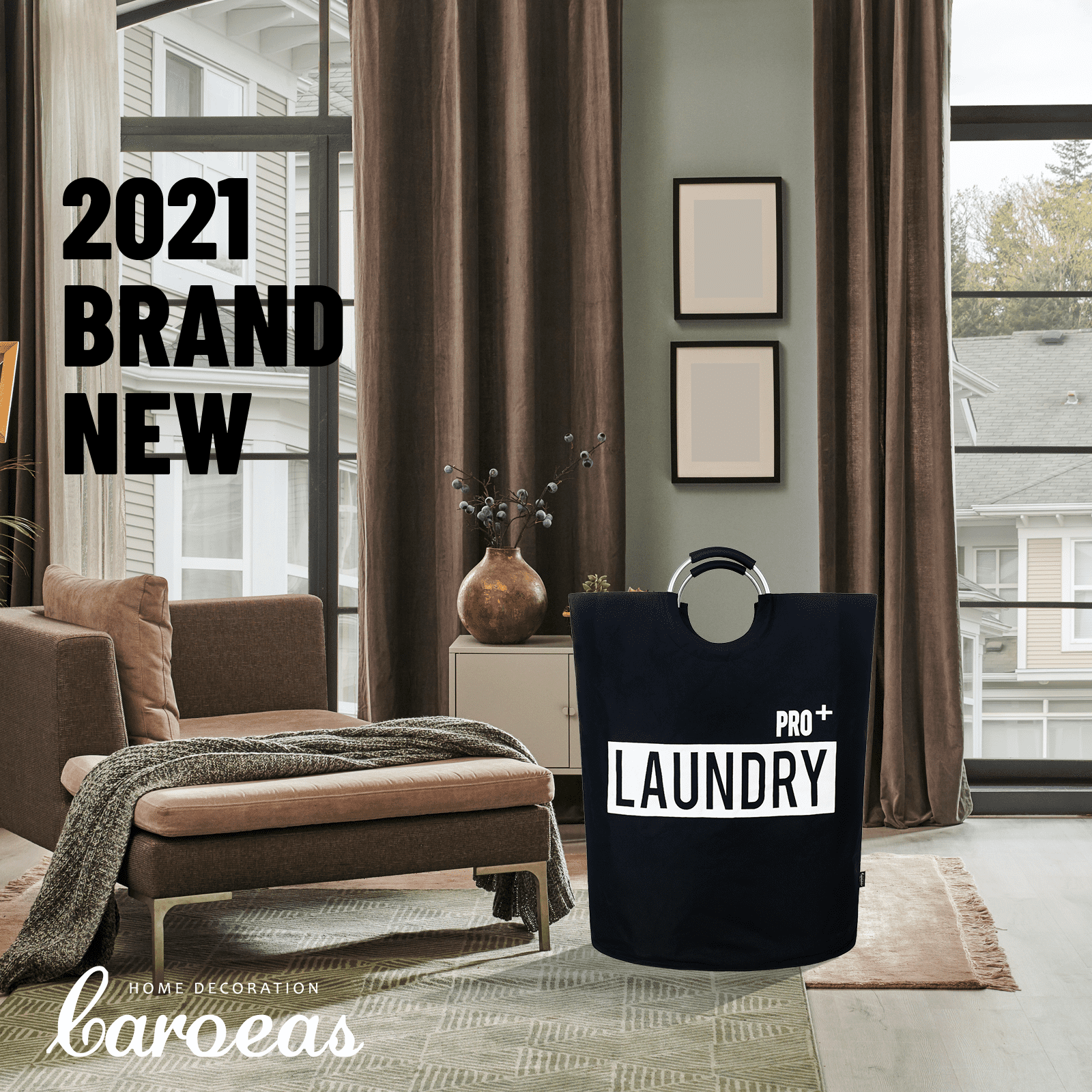 Caroeas Super Large 150L Laundry Basket Pro, Waterproof Laundry Hamper, Collapsible Laundry Basket Easy Storage, Clothes Hamper Stands Up Well, Laundry Bag with Padded Handles (Black)