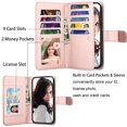 thumbnail image 5 of iphone 15 Pro Max Phone Case, Leather Wallet Case for Apple iphone 15 Pro Max, Ebizware Credit Card Cash Holder Folio Flip [Detachable] Kickstand Magnetic Cover & Lanyard for Women Men [Rose Gold], 5 of 8