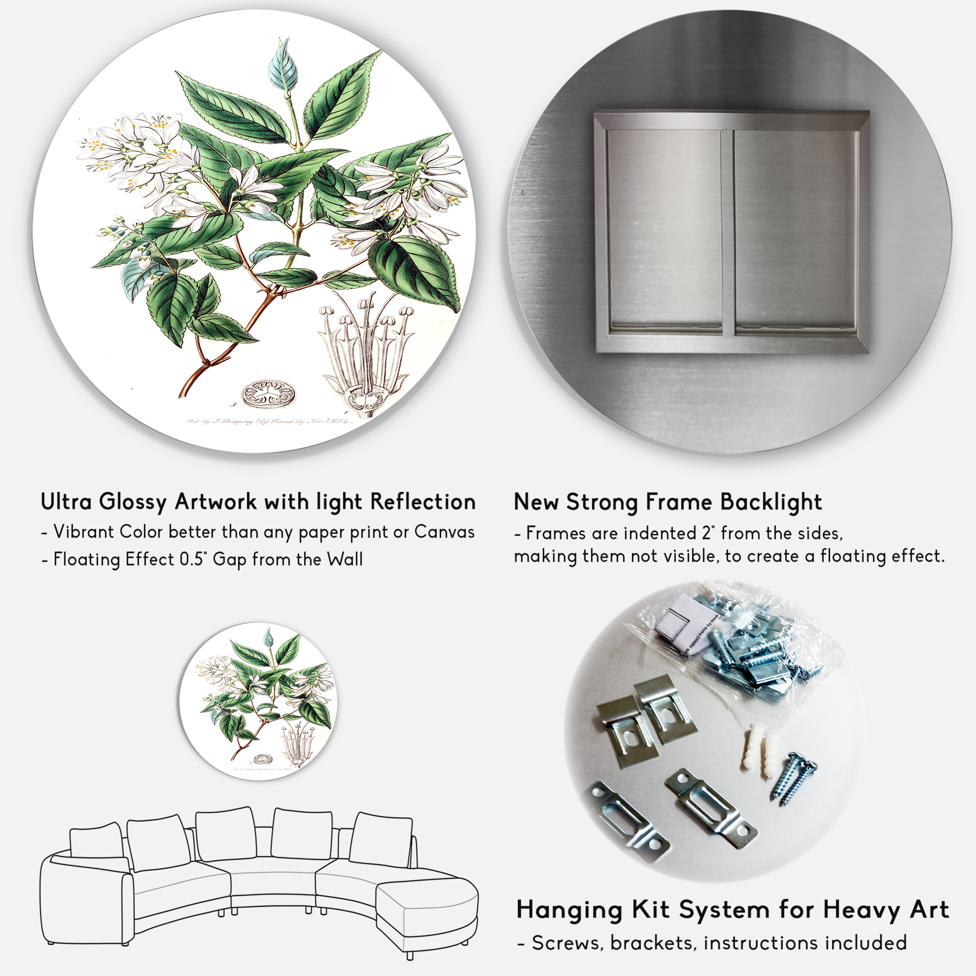 Designart 'Ancient Botanicals X' Traditional Circle Metal Wall Art 36x36 - Disc of 36