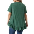 thumbnail image 4 of DARING DIVA Women's Plus V Neck Button Up Ruffled Hem Blouse Tops 3X Dark Green, 4 of 6