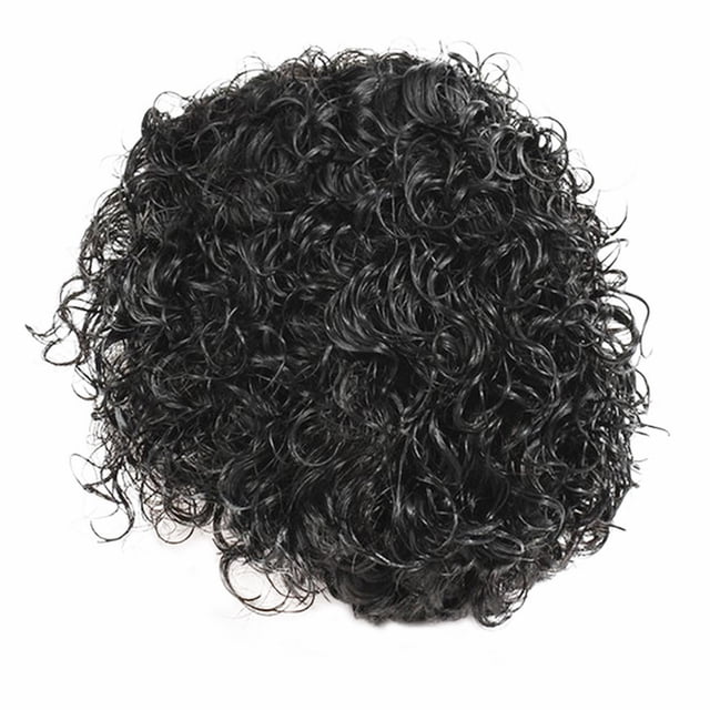 Peluca de mujer negra brasileña corta ondulada con raya alta, fibra resistente a altas temperaturas, peluca corta rizada con redecilla