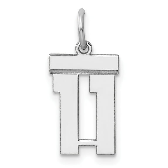 Sterling Silver Rhodium-plated Small Polished Number 11 Charm