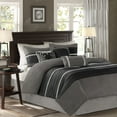 thumbnail image 2 of Madison Park Palmer Full 7 PC Pieced Faux Suede Comforter Set in Black, 2 of 12