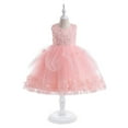 thumbnail image 2 of Sngxgn Girls Ruffle Tiered Dress Long Sleeve Flowy A-Line Dress(Pink,110), 2 of 9