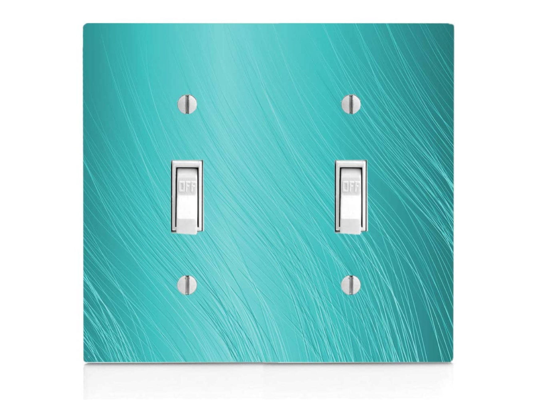 Wavy Lines, Plastic Double Gang Toggle Light Switch Wall Plate, Blue Teal Aqua, 4.75 x 4.75 inches