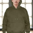 thumbnail image 2 of Men's Fleece Poly/Cotton Hoodie Birthday Gift Midweight Hooded Pullover Sweatshirt for Men, Large, Olive Green, 2 of 5
