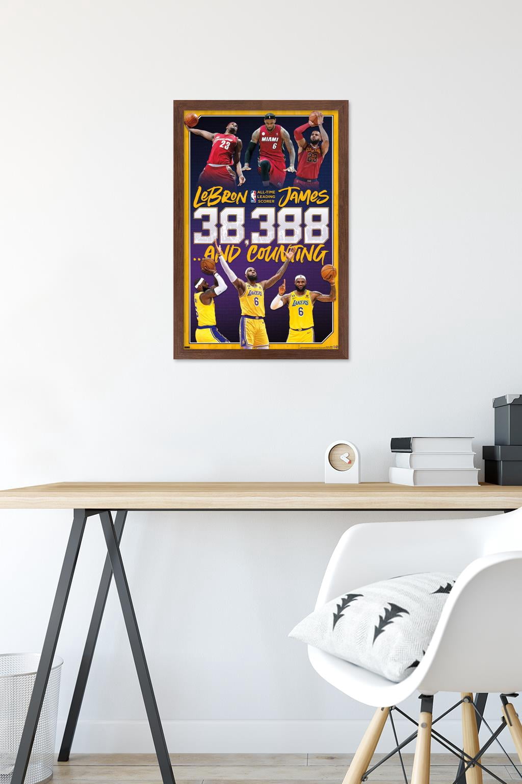 NBA League - LeBron James All-Time Scoring Leader Wall Poster, 14.725" x 22.375" Framed