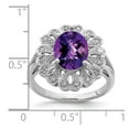thumbnail image 2 of White Sterling Silver Ring Band Gemstone Amethyst Oval Purple Diamond, 2 of 2