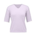 thumbnail image 4 of Soft Wool Blend V-Neck Sweater for Women 2025 Spring Fashion Short Sleeve Top Thin Knit Business Casual Pullover Purple L, 4 of 7