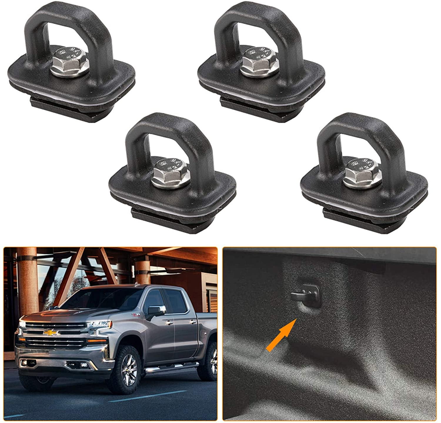 USTAR 10-Pack Truck Bed Side Wall Anchor Pickup Tie Downs Anchors Compatible with Chevy Silverdo Sierra 2007-2018,Colorado Canyon 2015-2018 