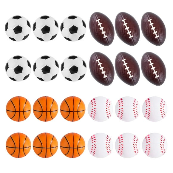 Super Z Outlet Mini Foam Sports Balls 24 Pack Balls for Kids Adults Mini Baseball Football Basketball Soccer Stress Ball Bulk Toy Little Big Game Party Decoration Balls Small Foam Relaxable Balls