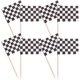 thumbnail image 4 of Pack of 100 Racing Flag Toothpicks Checkered Flag Picks Appetizer Toothpicks Fruit Sticks for Cocktail Party - Black and White, 4 of 4