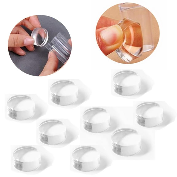 9 PCS 2.8CM Clear Jelly Silicone Nail Art Stamper Head Transparent Stamping Polish Transfer Templates Tools Manicure French Tip Tool Nail Stamp Silicone Head Kit