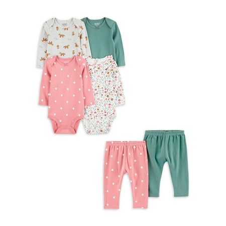 Carter's Child of Mine Baby Girl Bodysuit and Pants Outfit Set, 6-Piece, Sizes Preemie-12M