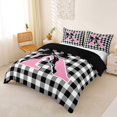 thumbnail image 2 of Catabedysis Cartoon Bows Monogram K Bedding,Black Coquette Bowtie Duvet Cover Full For Girls,Black Reversible,3pcs,1 Duvet Cover and 2 Pillowcases, 2 of 6