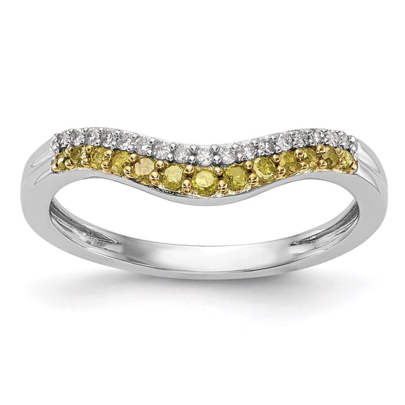 14K White Gold Ring Band Wedding Diamond Round Yellow &