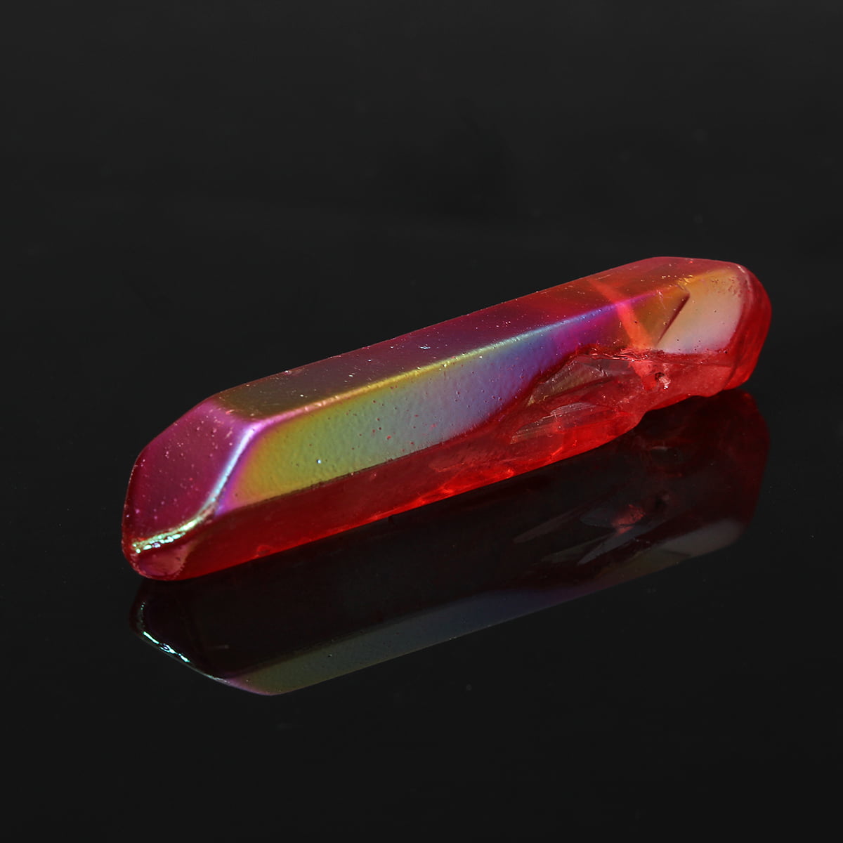 Colorful titanium rainbow aura lemurian quartz crystal shiny point 50g 