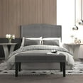 thumbnail image 4 of Modern Velvet Double/Queen Adjustable Height Headboard with Bench in Grey, 4 of 7
