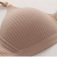 thumbnail image 3 of Sevevn Women Solid No-wire Threaded Gathered Back Button Underwear Bra Khaki 36/80 Sales Today Clearance, 3 of 8