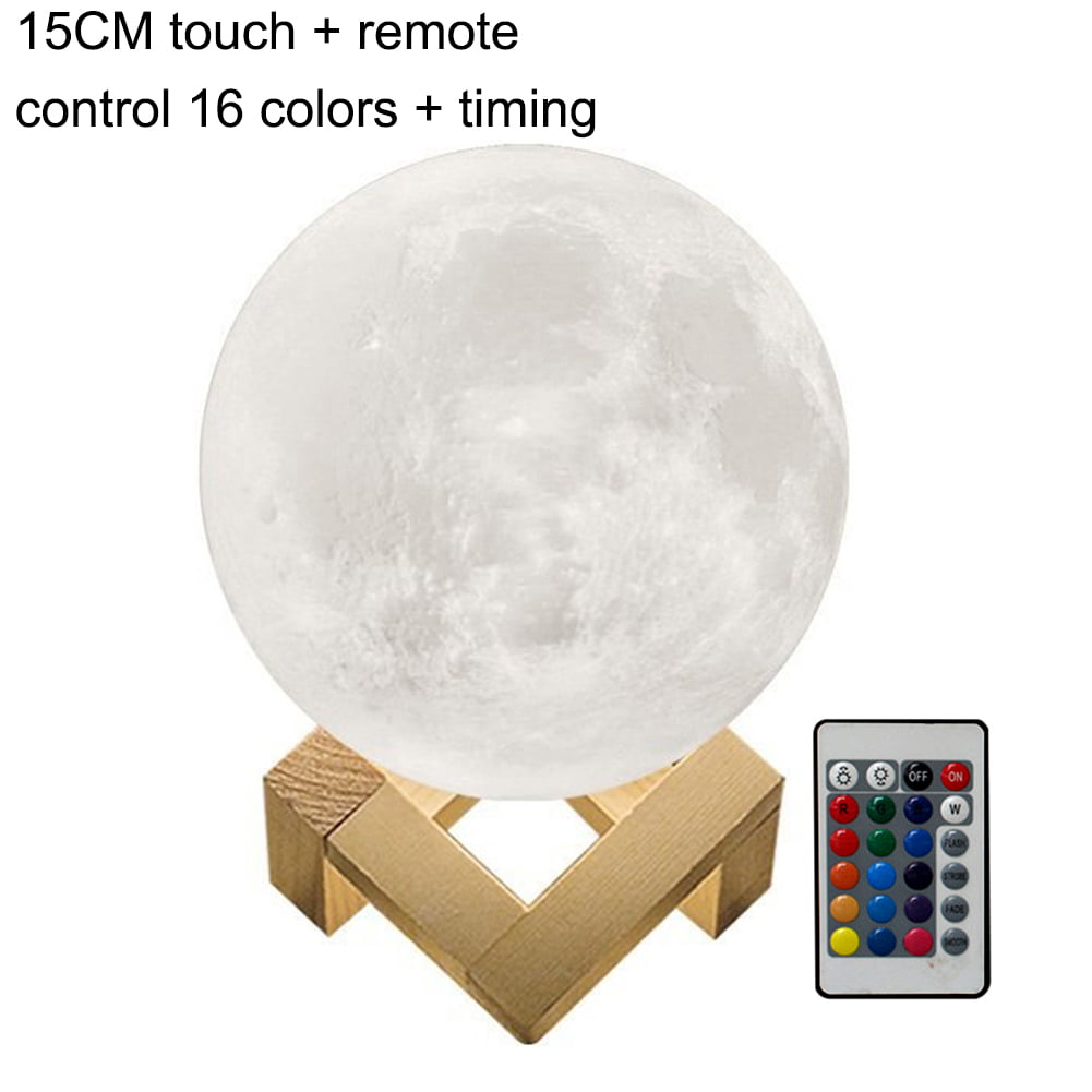 12 15CM 3D Moon Night Light Table Lamp USB Charging Touch Control Home Decor BT 