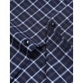 thumbnail image 4 of Camisa JEMITOP para hombre, manga larga, corte ajustado, a cuadros, azul marino, estilo Gingham S, 4 of 6