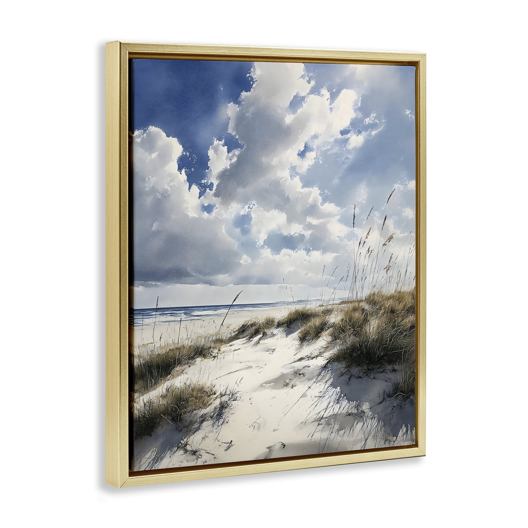 Stupell Industries Midday Sunny Beach Dunes Gold Framed Floater Canvas Wall Art, design by Franklyn Gregory