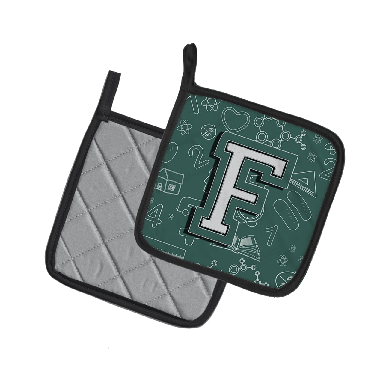 Carolines Treasures CJ2010-FPTHD Letter F Back to School Initial Pair of Pot Holders, 7.5HX7.5W, multicolor